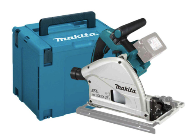 Makita DSP600ZJ Twin 18V/36V Brushless Plunge Saw with 2 x 5.0Ah BL1850 Batteries & DC18RD Charger